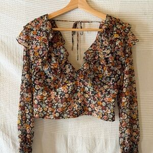 Zara Floral Ruffle Blouse - Multicolor